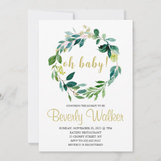Oh Baby Dusche Green Floral Einladung