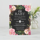 Oh Baby Dusche Moderne schöne Blumenwraath Wrap Einladung (Stehend Vorderseite)