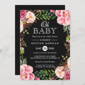 Oh Baby Dusche Moderne schöne Blumenwraath Wrap Einladung (Vorne/Hinten)