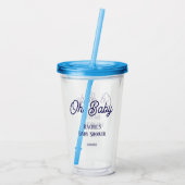 Oh Baby Dusche Navy Blue Script Geschenk Gefallen Acryltrinkbecher (Rückseite)