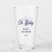 Oh Baby Dusche Navy Blue Script Geschenk Gefallen Glas (Vorderseite)