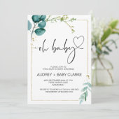 Oh Baby Dusche Party Girl Boy Baby Party Green Einladung (Stehend Vorderseite)