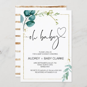 Oh Baby Dusche Party Girl Boy Baby Party Green Einladung