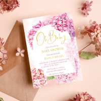 Oh Baby Dusche rosa Hydrangeas eleganten Blumenbog