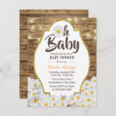 Oh Baby Dusche Rustikale Daisy Blume String Lights Einladung (Vorne/Hinten)
