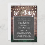 Oh Baby Dusche Rustikale Wald Owl String Lights Einladung (Vorderseite)