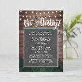 Oh Baby Dusche Rustikale Wald Owl String Lights Einladung (Stehend Vorderseite)