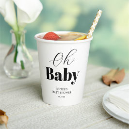 Oh Baby Dusche Schwarz-weiß Pappbecher