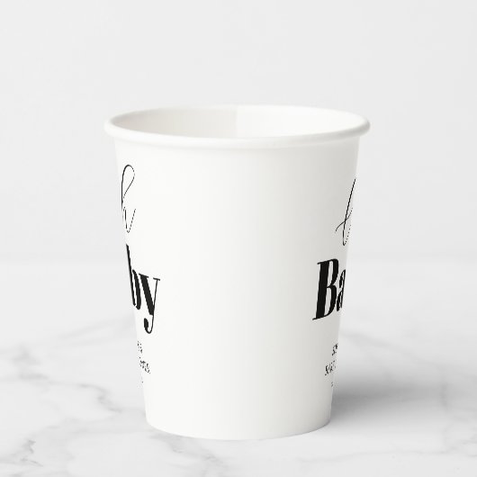 Oh Baby Dusche Schwarz-weiß Pappbecher (Links)