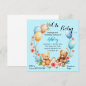 Oh Baby Duschteddies & Ballons Einladung (Vorne/Hinten)