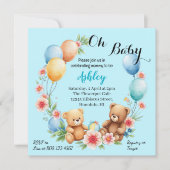 Oh Baby Duschteddies & Ballons Einladung (Vorderseite)