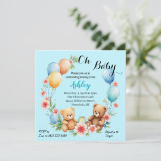 Oh Baby Duschteddies & Ballons Einladung
