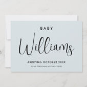 Oh Baby Dusty Blue Moderne Schwangerschaft Ankündigung (Rückseite)