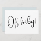 Oh Baby Dusty Blue Moderne Schwangerschaft Ankündigung (Vorne/Hinten)