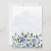 Oh Baby | Dusty Blue Watercolor Blume Dusche Einladung (Rückseite)