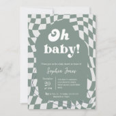 Oh, Baby! Dusty Checkered | Gingham | Babydusche I Einladung (Vorderseite)
