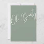 Oh Baby Dusty Green Einfache Dusche Einladung (Rückseite)