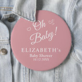 "Oh Baby" Dusty Pink Moderne Minimalistische Babyd Button (Beispiel)