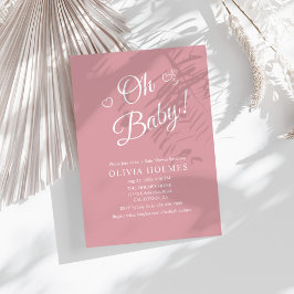 "Oh Baby" Dusty Pink Moderne Minimalistische Babyd Einladung