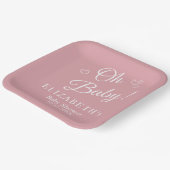 "Oh Baby" Dusty Pink Moderne Minimalistische Babyd Pappteller (Gewinkelt)