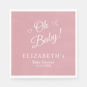 "Oh Baby" Dusty Pink Moderne Minimalistische Babyd Serviette (Vorderseite)