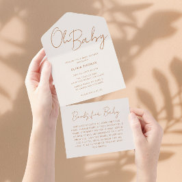 Oh Baby Earthy Minimal Baby Shower All In One Einladung