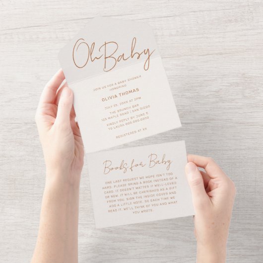 Oh Baby Earthy Minimal Baby Shower All In One Einladung (Abreißen)