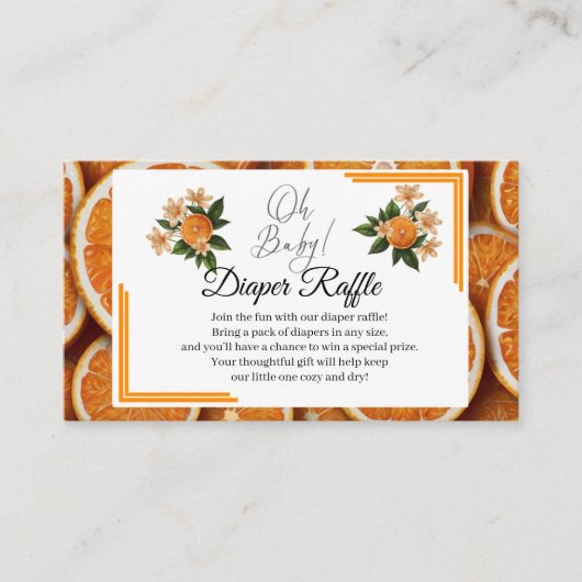 Oh Baby eine kleine Süsse Orange Citrus Baby Dusch Begleitkarte (Vorderseite)