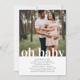 Oh Baby Einfache Foto-Baby-Party Einladung