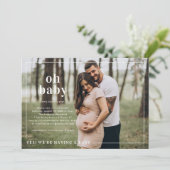 Oh Baby | Einfache Foto Babydusche Einladung (Stehend Vorderseite)