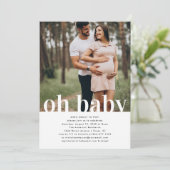 Oh Baby | Einfache Foto Babydusche Einladung (Stehend Vorderseite)