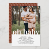 Oh Baby | Einfache Foto Babydusche Einladung (Vorne/Hinten)