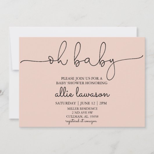 Oh Baby | Einladung der Babydusche (Vorderseite)