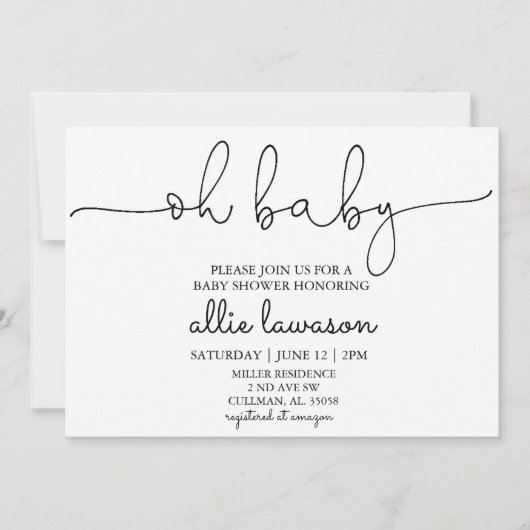 Oh Baby | Einladung der Babydusche (Vorderseite)