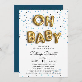 Oh Baby | Einladung für Navy & Gold Baby-Dusche