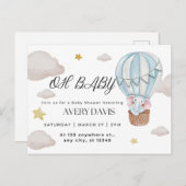 Oh Baby, Elefant, blau Postkarte (Vorne/Hinten)