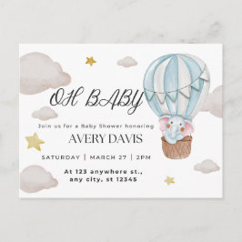 Oh Baby, Elefant, blau Postkarte