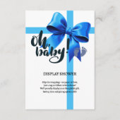 Oh, Baby! Elegant Blue Bow Baby Shower Begleitkarte (Vorderseite)