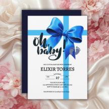 Oh, Baby! Elegant Blue Bow Baby Shower