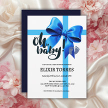 Oh, Baby! Elegant Blue Bow Baby Shower