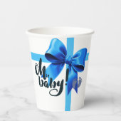 Oh, Baby! Elegant Blue Bow Baby Shower Pappbecher (Vorderseite)