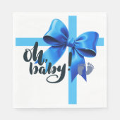 Oh, Baby! Elegant Blue Bow Baby Shower Serviette (Vorderseite)