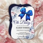 Oh, Baby! Elegant Blues Blue Bow Baby Shower Einladung