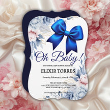 Oh, Baby! Elegant Blues Blue Bow Baby Shower