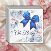 Oh, Baby! Elegant Blues Blue Bow Baby Shower Serviette