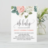 Oh Baby Elegant Coral Blume Babydusche Einladung (Stehend Vorderseite)
