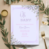 Oh Baby Elegant Greenery und Pink Baby Dusche Einladung
