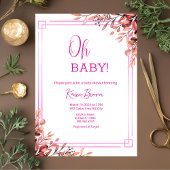 Oh Baby Elegant Greenery und Pink Baby Dusche Einladung