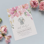 Oh Baby Elegant Pink Floral Elephant Baby Dusche Einladungspostkarte<br><div class="desc">Eine elegante Babydusche mit einer schönen Blumenarrangements über einem handbemalten wasserfarbenen Elefanten. "Oh,  Baby!" erscheint im Nachhinein in einer modernen Schriftzeichen-Typografie,  oberhalb Ihrer individuellen Duschdetails. Diese Karten kehren zu einer pastellrosa Farbe zurück.</div>