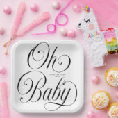 Oh Baby Elegant Script Gender Neutral Baby Shower Pappteller (Party)